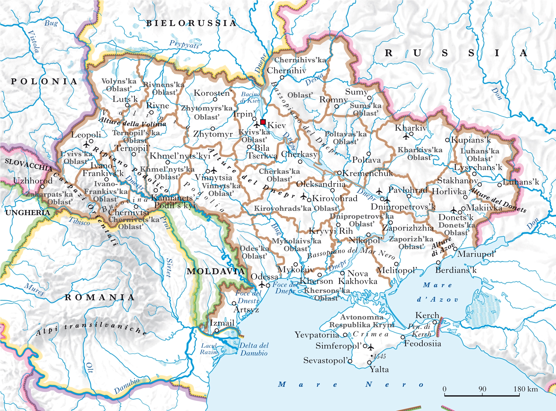 Cartina Ucraina - Russia